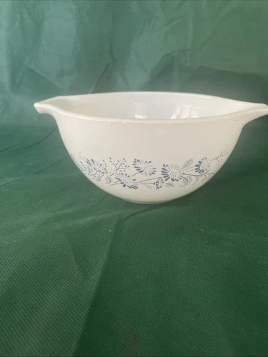Vintage Pyrex 441 Colonial Mist Cinderella Bowl White With Blue Flowers