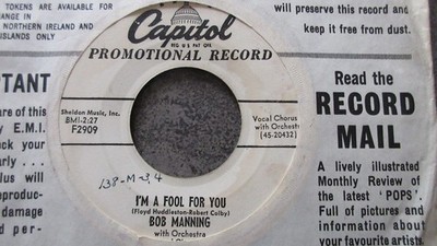 Bob Manning I'm a Fool For You 7'' 1954 **EX**PROMO**