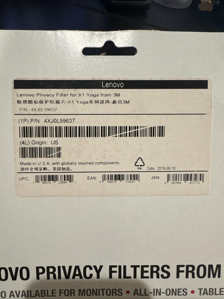 Lenovo Privacy Filter For X1 Yoga From 3M - P/N 4XJ0L59637 - Image 3 of 3