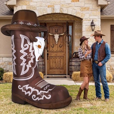 MiniInflat 7ft Inflatable Cowboy Boots with LED Lights Party Decoration