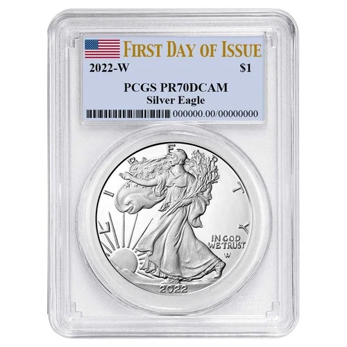 2022-W Proof $1 American Silver Eagle PCGS PR70DCAM FDOI Flag Label
