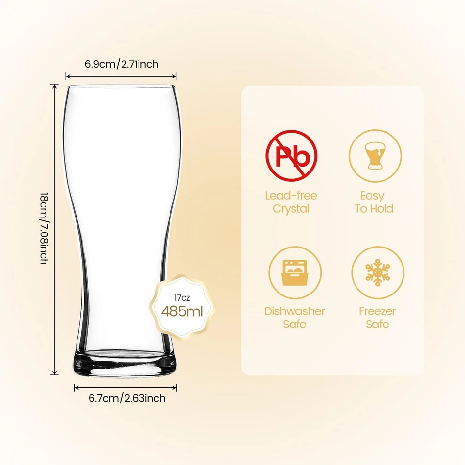 Juego de 4 vasos de cerveza, 17 OZ vasos de pinta vasos Pilsner para padre, cerveza Mu... Foto 2 de 4