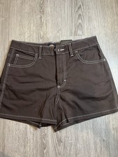 Dickies Women's Brown Cargo Twill Chino Shorts Size 28 Mid Rise