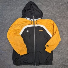 VTG 90s Pittsburgh Steelers NFL Starter Pro Line XL Windbreaker Jacket Hood