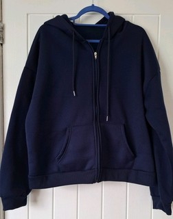 FELPA DONNA BLU CASUAL CON CAPPUCCIO E ZIP TAGLIA 20/22 NUOVA SENZA ETICHETTE