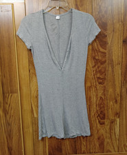 Yoga Romper Gym Workout Short Slvs Sports One Piece Snap Jumpsuit S Gray Womens