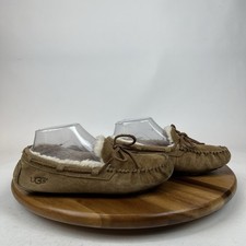 Womens Ugg Dakota Chestnut Brown Suede Shearling Moccasins Slippers Size 7 M GUC