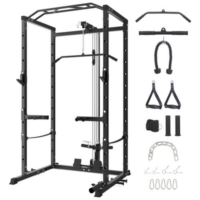  Power Cage Multi-Functional Power Rack with Pulley System, Dip Bars for Home G