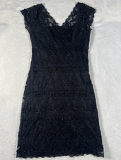 ONYX Nite By Wendy Chaitin Black Sparkly Lace Dress Size 8 Little Black Dress