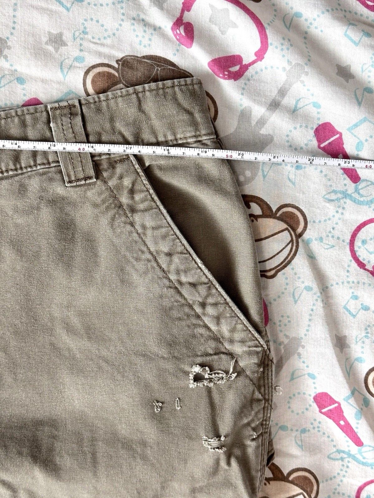 Carhartt Carpenter Pants B151-LBR 40x31 Grey Khaki Cargo Distressed Thrashed thumbnail 6