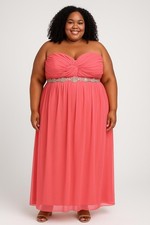 Elegant Coral Formal Dress by Party Tuangle - Size 18