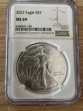 2022 $1 American Silver Eagle Ngc Ms69 Brown Label