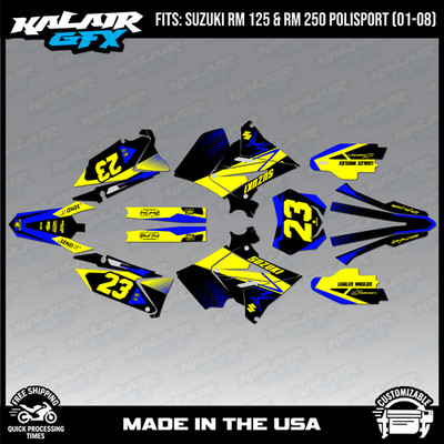 Graphics Kit for SUZUKI RM125 250 2001-08 POLISPORT RESTYLE Evader - Blue Shift