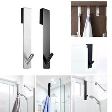 Stainless Steel Over Glass Shower Door Towel Rack S-Shape Bathrobe Hook Holder