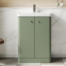Nuie Core Floor Standing 2-Door Vanity Unit with Thin Edge Basin 600mm Wide - Sa