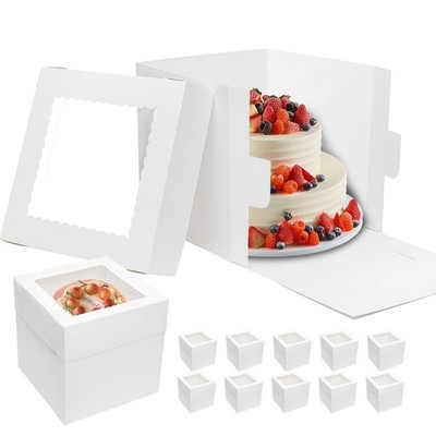 10pcs Cake Boxes 12 Inch 12x12x12 Tall with Window for Tier Baking Disposable
