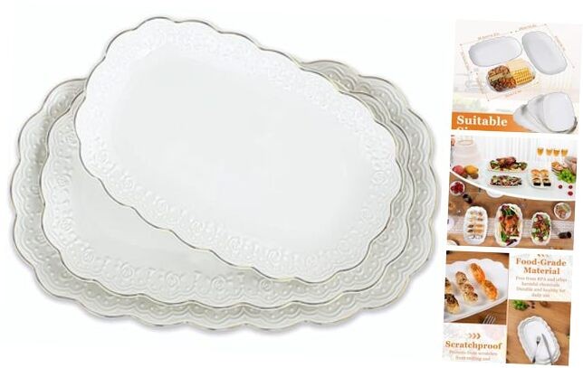 Ceramic Oval Serving Platter Set - 16