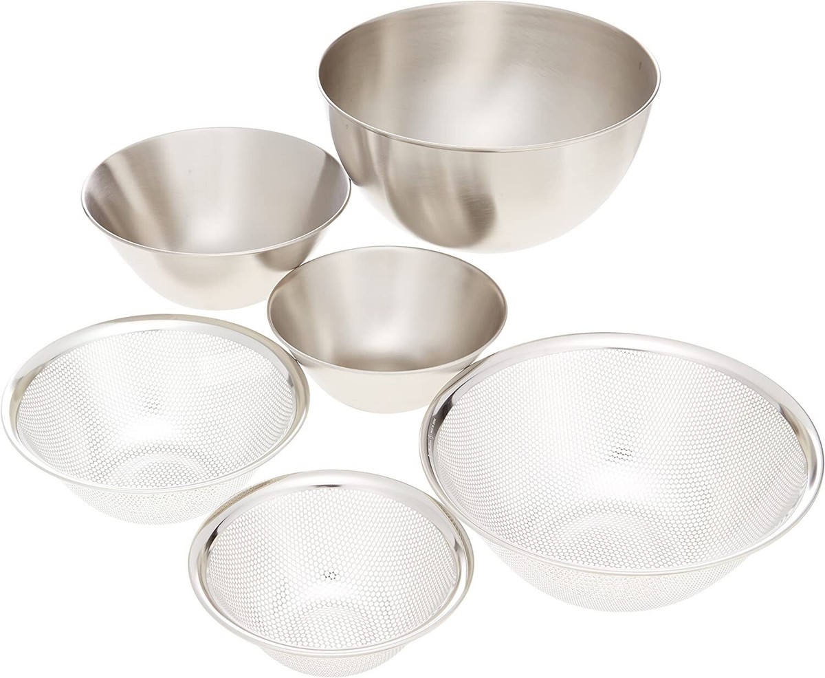 SORI YANAGI Stainless Steel Mixing Bowl Punching Strainer 6pcs