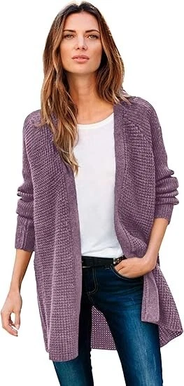 Cardigã Ellos Feminino Plus Size Frente Aberta Waffle Diferentes Cores e Tamanhos Novo - Imagem 2 de 2