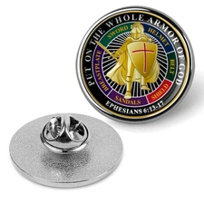 Put on the Whole Armor of God Hat Pin Lapel Tie Tac Badge, Suit Shirt - Silver
