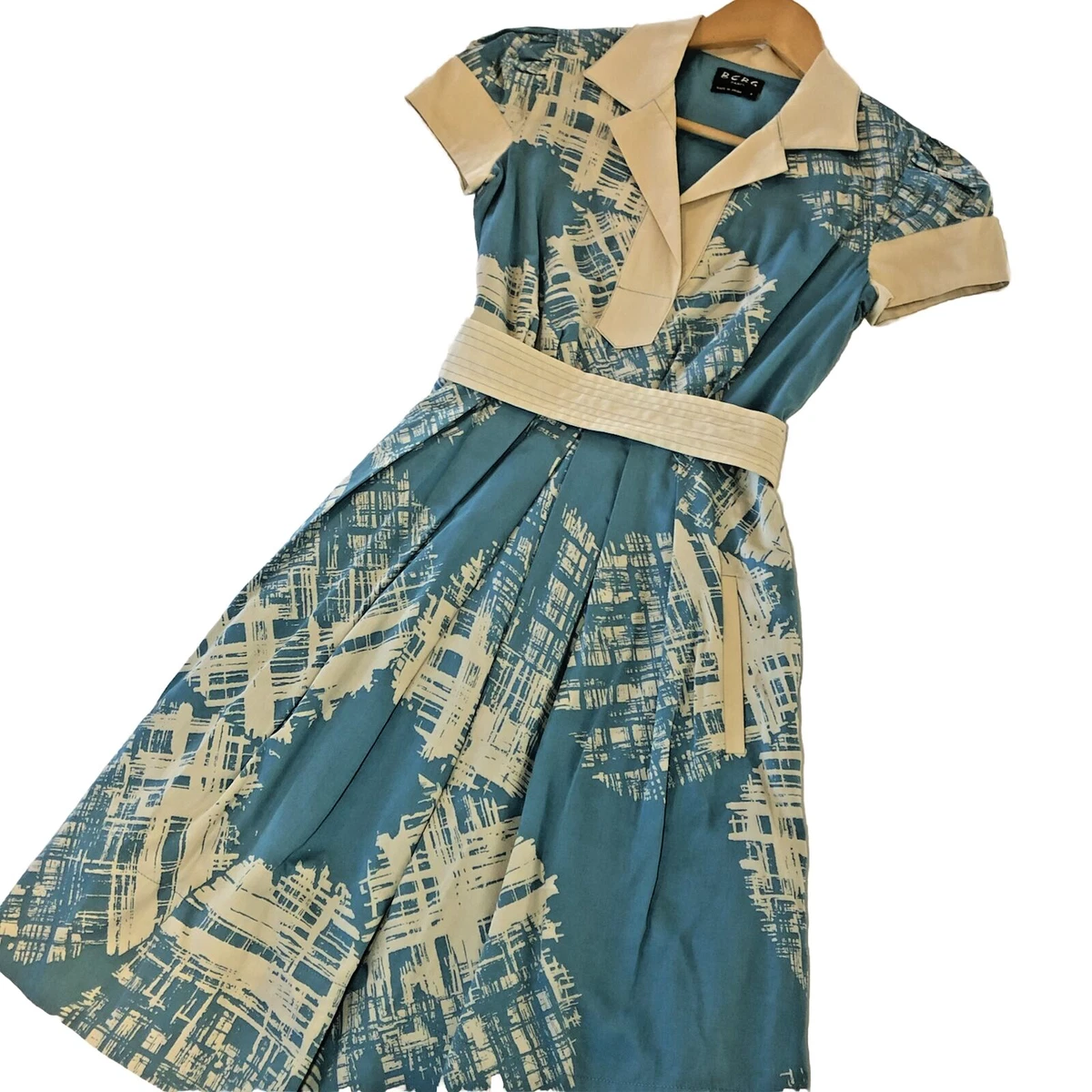 Robe BCBGMAXAZRIA Holly Imprimé Multicolore - Taille XXS (2XS) - Manches Courtes Et Col En V - Neuf Sans Étiquettes