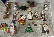 Christmas Mixed Lot Of Christmas  Ornaments Santa Snowman Bear