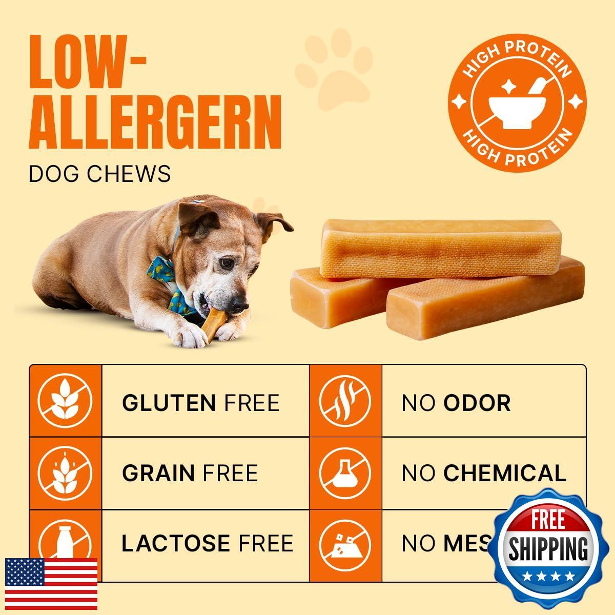 Tibetan Yak Cheese Dog Chew Sticks (2 Medium Chews) - Natural, Handmade, Long