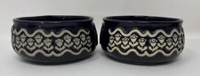 Lot Of 2 D'Gres Chia Colombia Soup Bowls Embossed Flowers Artsy Stoneware