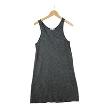 Madewell Striped Scoop Neck Sleeveless Dress size Medium Black/Gold/Silver