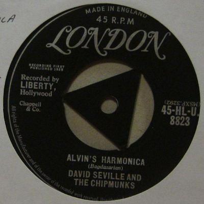 David Seville & The Chipmunks(7'' Vinyl 1st Issue)Alvin's Harmonica-London-Ex/Ex