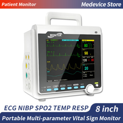 Portable Patient Monitor Human Use 8'' Vital Sign Monitor ECG NIBP TEMP Spo2 RESP