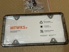 smoked Premium Polycarbonate License Plate Cover with screws MTWKS UV RESISTANT