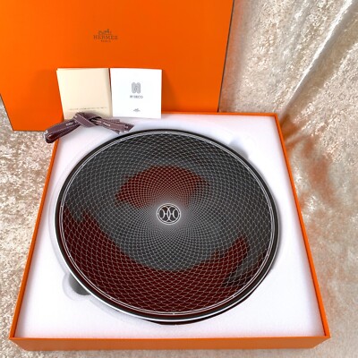 HERMES 幾何学模様皿 二枚 オレンジボックス付き Hermes Soleil d'Hermes Tea Cup Saucer Yellow Tableware 2 set