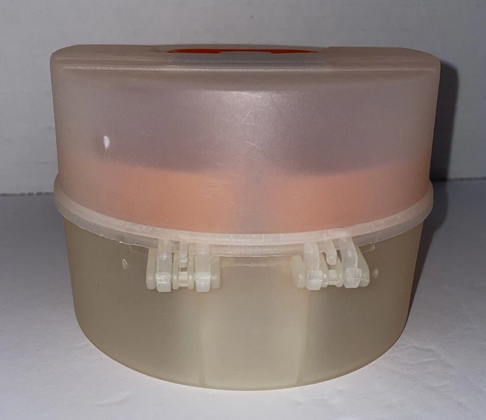 Unbranded 5" Round Make Up Carrier With Mirror & Swivel Trays, Frosted/Orange - Image 3 of 4