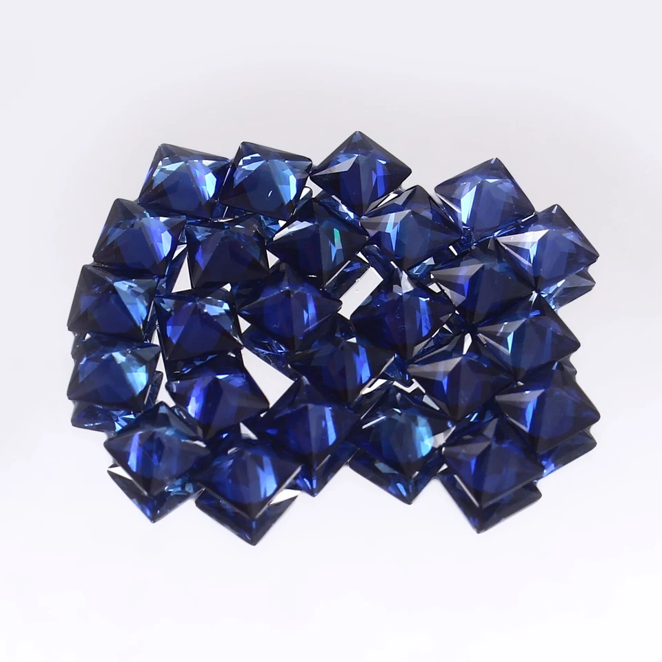 AAA Natural Ceilán Zafiro Azul Suelto Cuadrado Piedra Preciosa Corte Princesa 5x5MM -20 Piezas Foto 4 de 4
