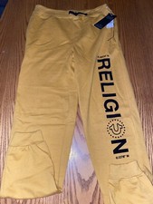 TRUE RELIGION YOUTH JOGGER SWEATPANTS HONEY MUSTARD SIZE LARGE NWT 59