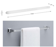 24 in. Towel Bar Rod Replacement Plastic Clear Bathroom Rack, Spring Loaded End