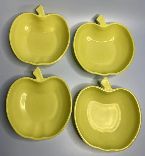 Vintage Hazel Atlas Chartreuse Green Milk Glass Apple Bowls ~ Set of 4