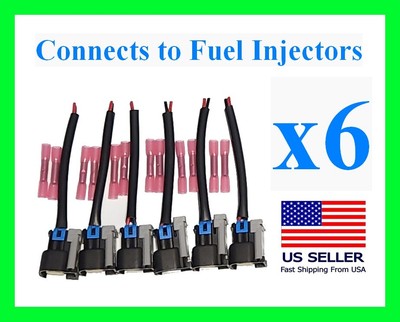 x6 fits Chevy Ford Dodge Fuel Injector Connector Pigtail Plug Wiring