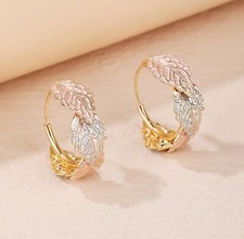 18k Layered Real Gold Filled Round Hoop Earrings Multi Colors Three tones