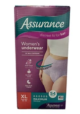Assurance Maximum Absorbency Underwear, Women's, XL, 54 Count (Pant Size 22-34)
