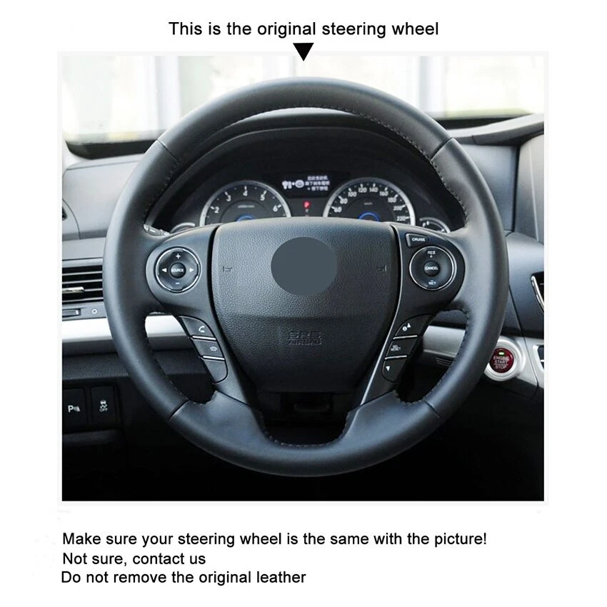 Cubierta de volante de cuero napa cosida a mano para Honda Accord 9 / Crosstour 2013 Foto 3 de 4