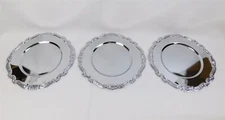 3 NWT Chrome 11.75" Charger Plates DURA-WARE Embossed Edge Tray #8926