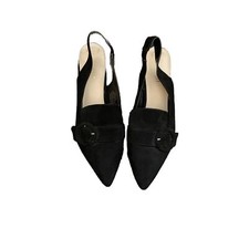 Nine West Nataly Black Suede Slingback Pointed Toe With Buckle Pumps Size 8.5