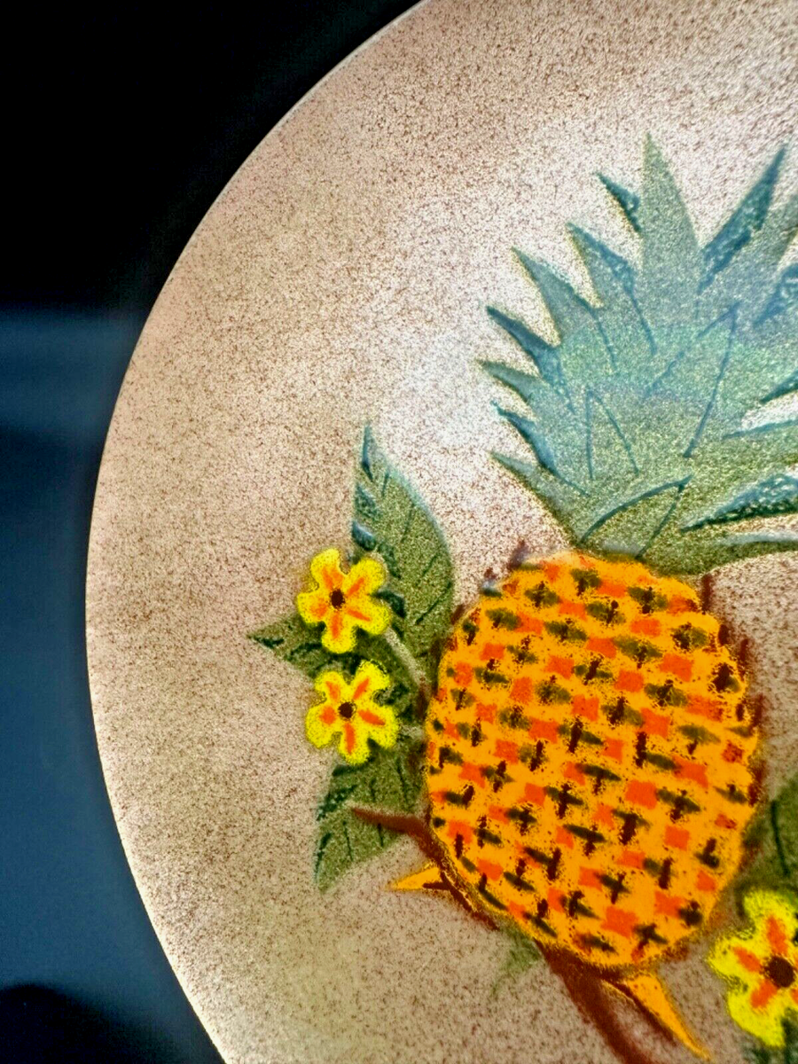 Vintage MCM Enamel On Copper Pineapple Plate Annemarie Davidson
