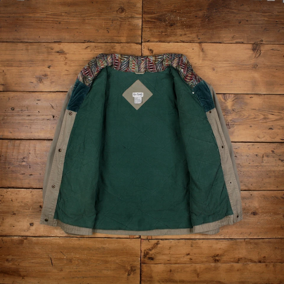 Chaqueta de bombardero Two Twenty vintage 3XL años 80 parche de pana gris geométrico para mujer Foto 4 de 4