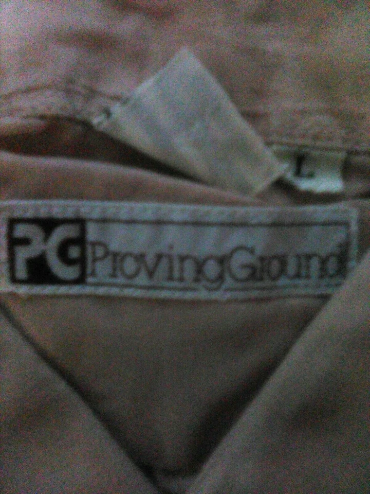 PC "PROVING GROUND" ¡RECONOCIDO!  CAMISA DE VESTIR HOMBRE 100% SEDA BEIGE Foto 3 de 4