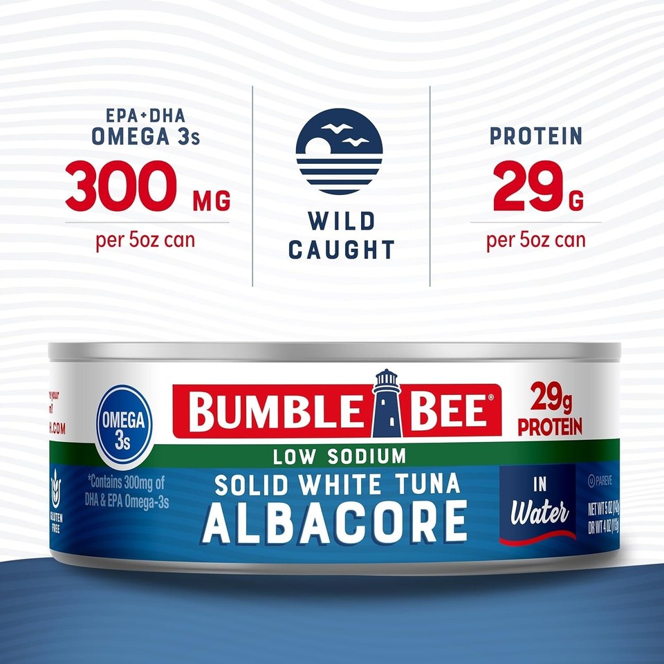 Bumble Bee Low Sodium Solid White Albacore Tuna in Water, 5 oz Can