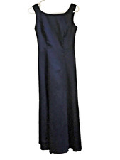 VTG UNION MADE 1970's Black Satin Plunging Long Prom Dress Formal Gown sz 5/6