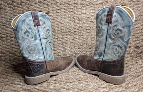 Dan Post® Youth Size 4 Lil' Bisbee Brown & Blue Western Boots DPC3918 - Picture 5 of 13